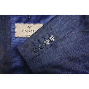 Canali 1934 CURRENT Blue Plaid 100% Wool 2 Pc Suit Jacket Pants Sz 46R
